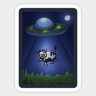 UFO Abducts A Cow Sticker